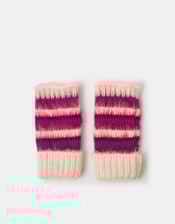 Brushed Stripe Fingerless Gloves, , large