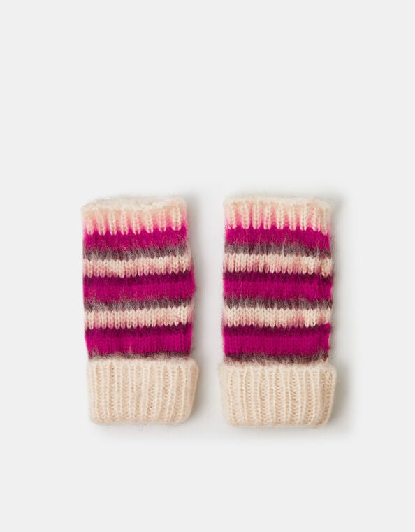 Brushed Stripe Fingerless Gloves, , large