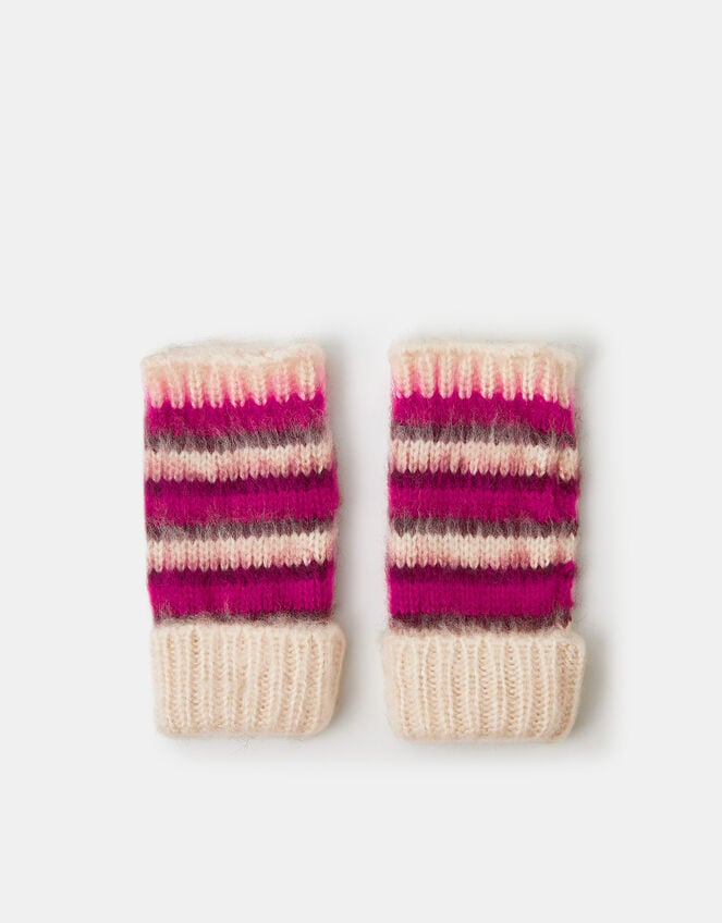 Brushed Stripe Fingerless Gloves, , large