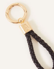 Plaited Loop Keyring, Black (BLACK), large