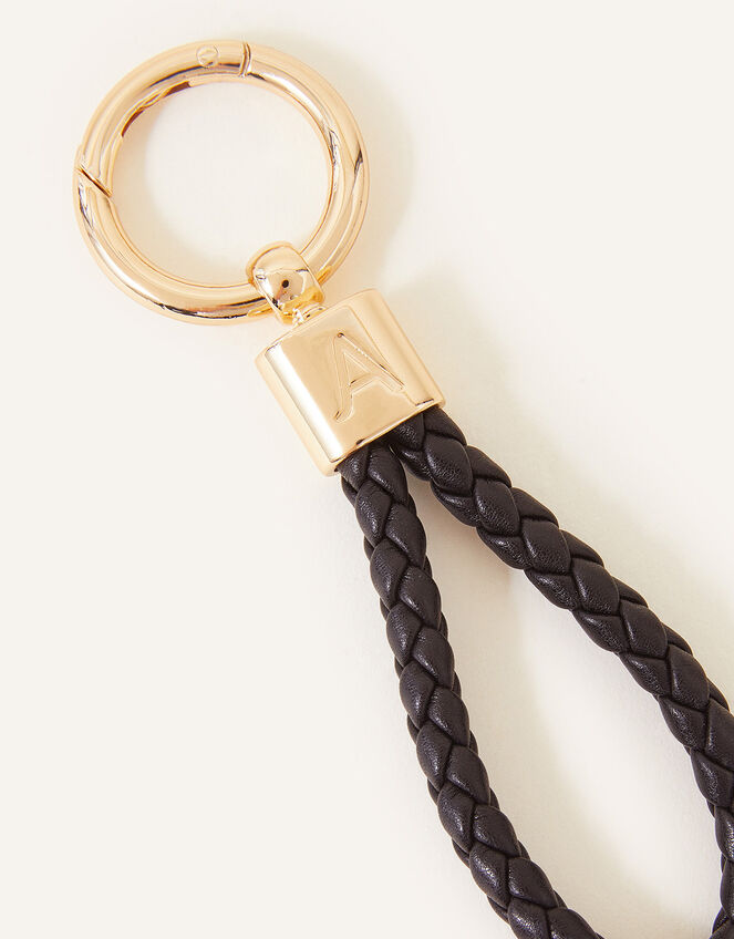 Plaited Loop Keyring, Black (BLACK), large