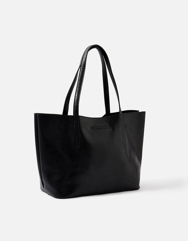 Relaxed Faux Reptile Shoulder Bag, Black (BLACK), large
