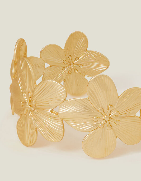 Flower Cuff Bracelet Gold, , large