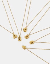 Stainless Steel Bubble Initial Pendant Necklace, Gold (GOLD), large