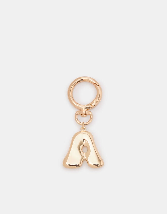 Bubble Initial Bag Charm, Gold (GOLD), large