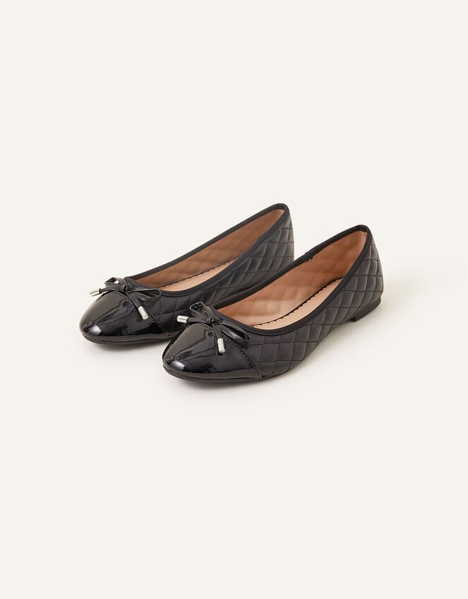 Quilted Bow Ballerina Flats Black Flat shoes Accessorize UK