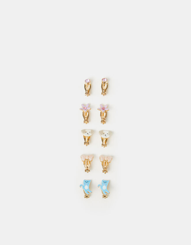 5-Pack Girls Pet Club Clip-On Earrings, , large