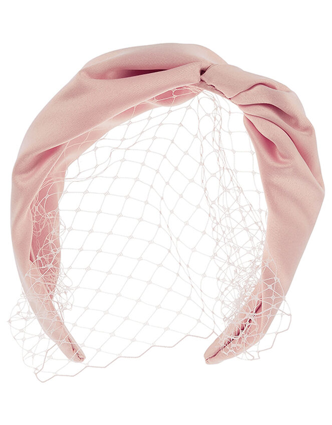 Taylor Satin Headband with Veil, Pink (PALE PINK), large
