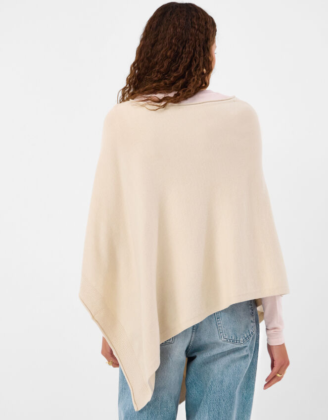 Knit Poncho, Natural (NATURAL), large