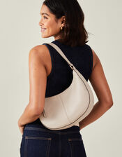 Leather Scoop Shoulder Bag, Nude (NUDE), large