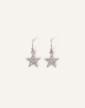 Pave Star Short Drop Earrings, , large