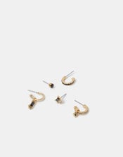 5-Pack Gemstone Stud & Hoop Earrings, Black (BLACK), large