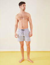Mens Seersucker Stripe Swimming Shorts, Grey (GREY), large