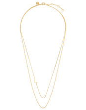 Gold-Plated Double Chain Initial Necklace - L, , large