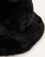 Luxe Faux Fur Bucket Hat, Black (BLACK), large
