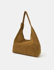 Slouchy Knot Leather Shoulder Bag, Tan (TAN), large