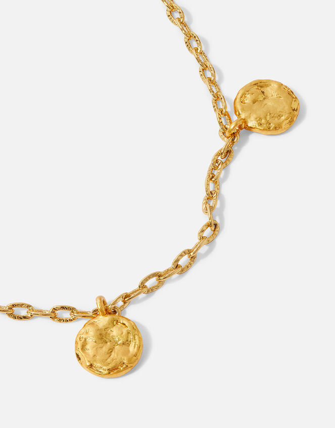 Gold-Plated Molten Coin Station Necklace, , large