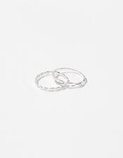 Sterling Silver Twist Ring Set, Silver (ST SILVER), large