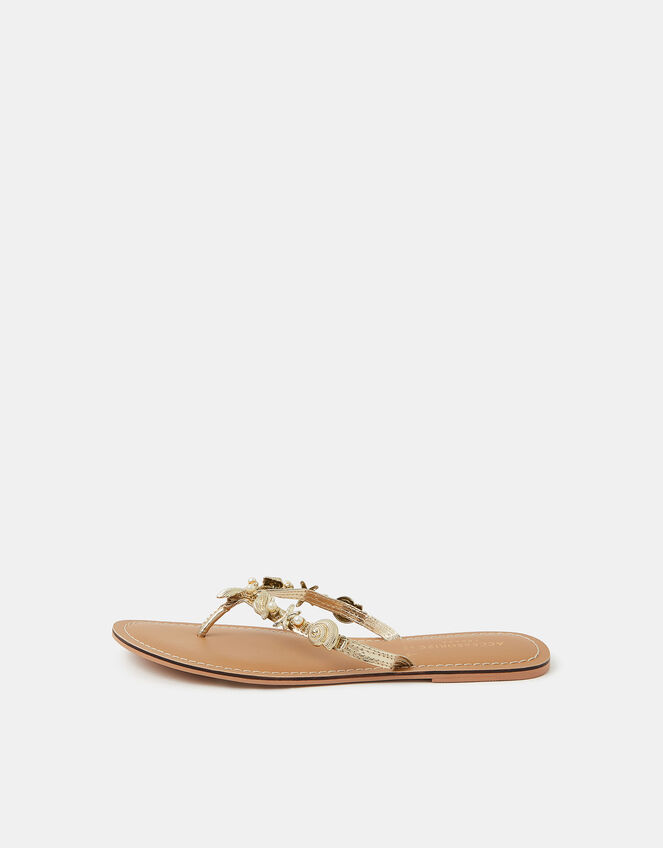 Seashell Flip Flop Sandals, Gold (GOLD), large