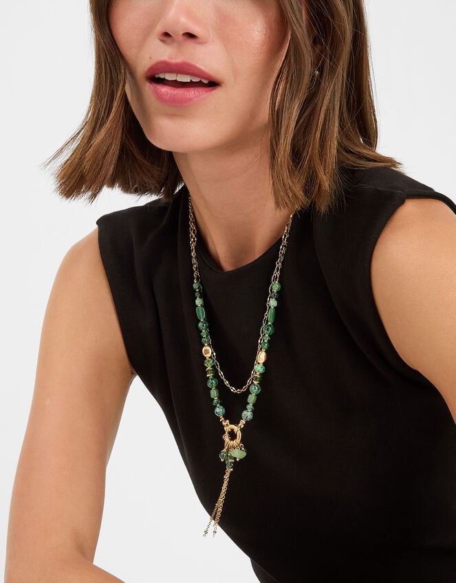 Bead Charm Layered Necklace, , large