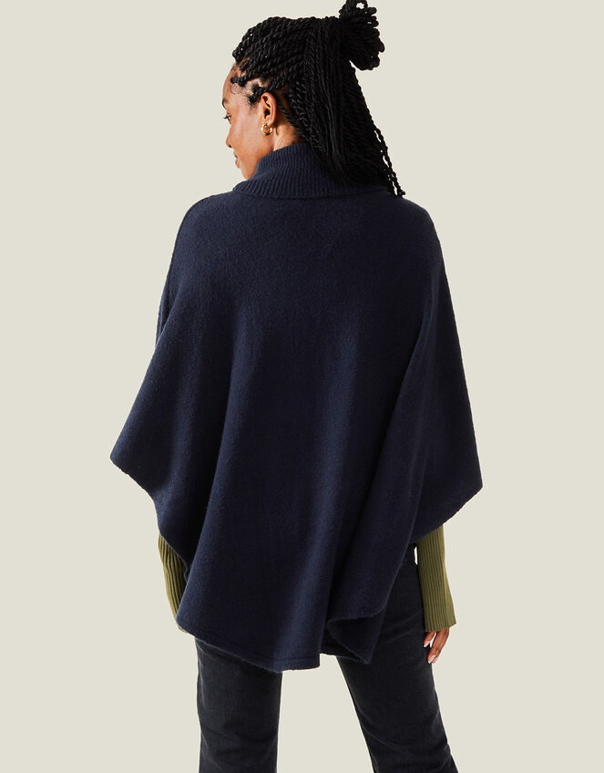 Cosy Knit Poncho, Blue (NAVY), large