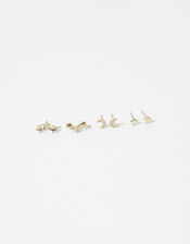 Gold-Plated Celestial Stud Earring Set, , large