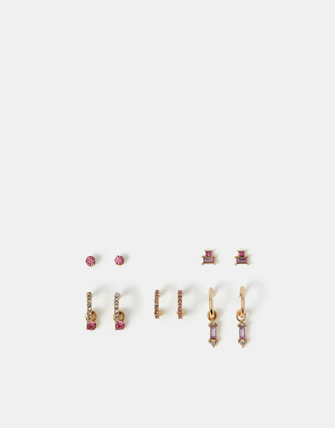 5-Pack Gem Diamante Stud & Hoop Earrings, , large