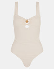 Sun Buckle Shaping Swimsuit, Ivory (IVORY), large