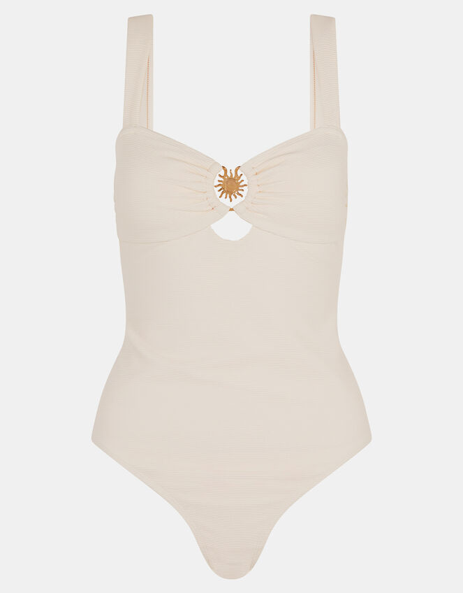 Sun Buckle Shaping Swimsuit, Ivory (IVORY), large