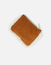 Shearling Leather Pouch, Tan (TAN), large