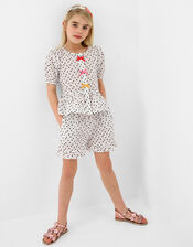 Girls Polka Dot Shorts, White (WHITE), large