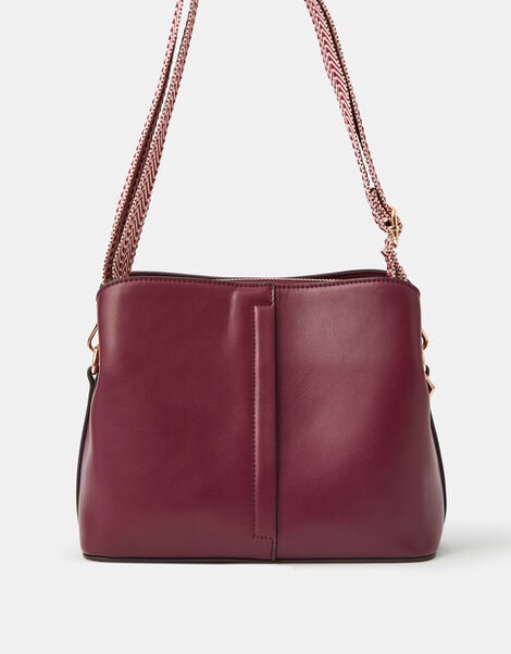 Webbing Strap Crossbody Bag , Red (BURGUNDY), large
