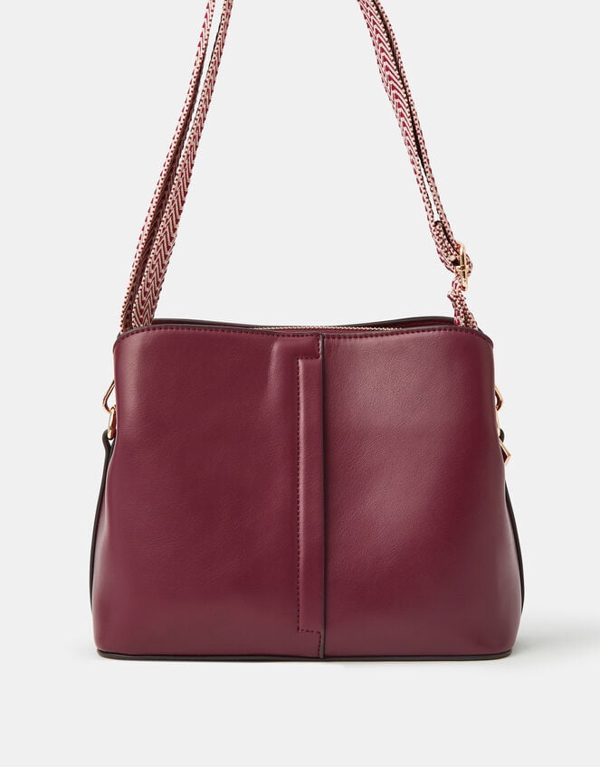 Webbing Strap Crossbody Bag , Red (BURGUNDY), large