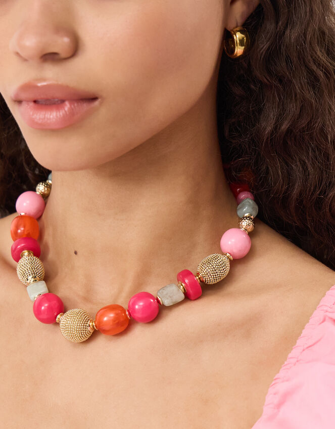 Chunky Resin Beaded Necklace, , large