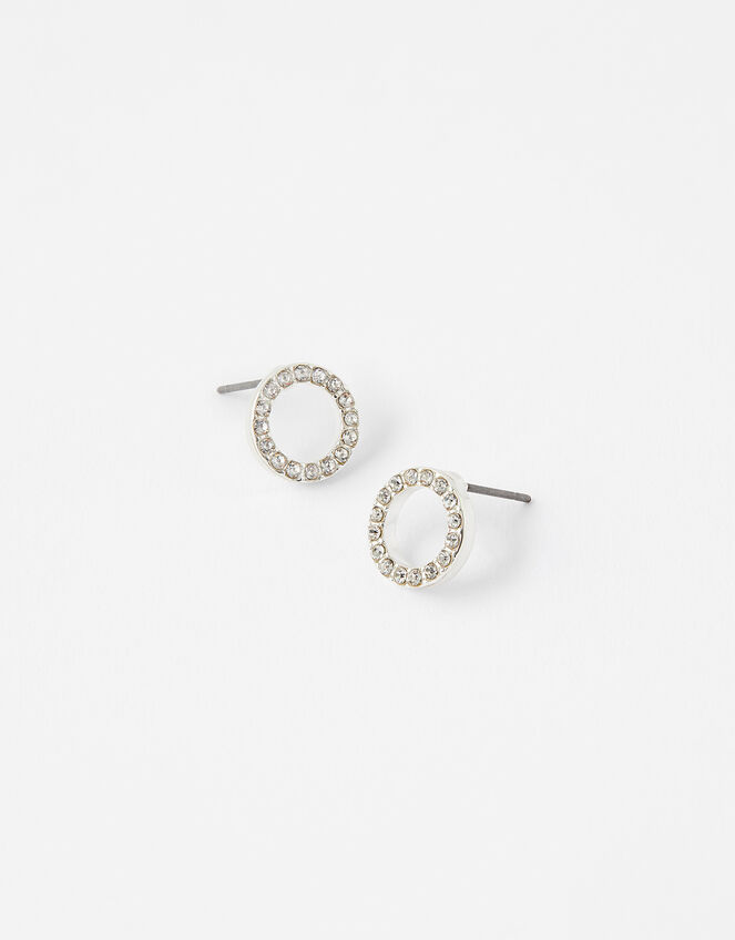 Pave Circle Stud Earrings, , large