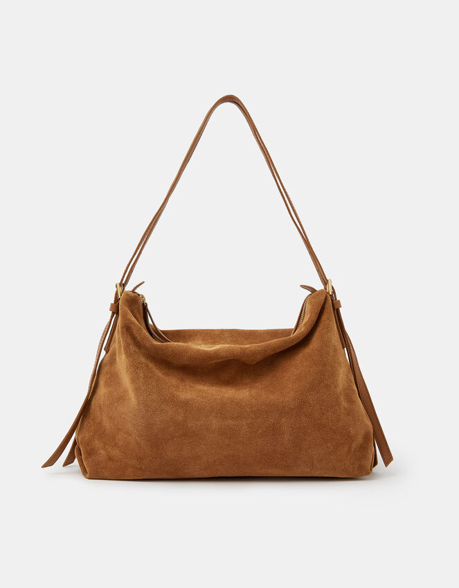 Double Strap Suede Shoulder Bag, , large