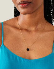 14ct Gold-Plated Black Onyx Pendant Necklace, , large