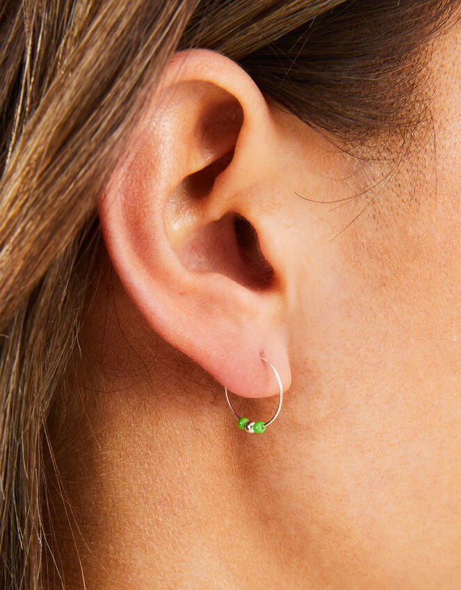 2-Pack Sterling Silver-Plated Leaf Sleeper Hoops, , large