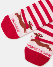 Stripy Dachshund Christmas Socks, , large