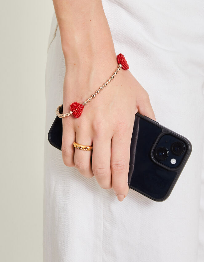Beaded Heart Phone Charm, , large
