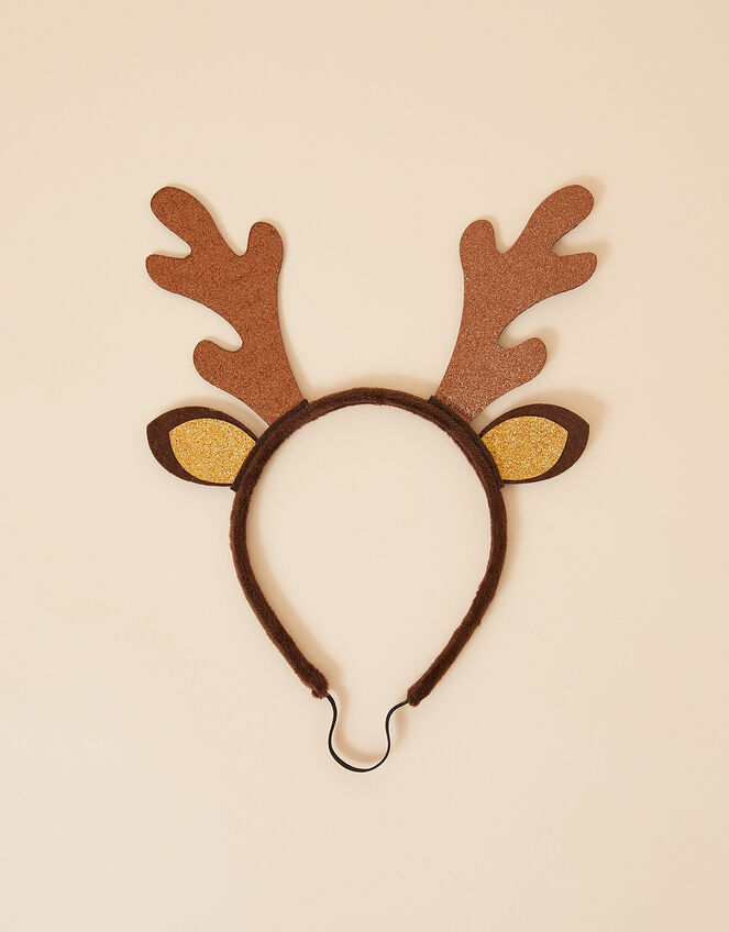 Glitter Antler Dog Headband, Brown (BROWN), large