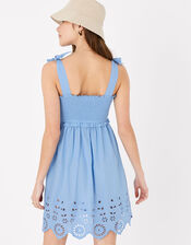 Broderie Hem Bandeau Dress, Blue (BLUE), large
