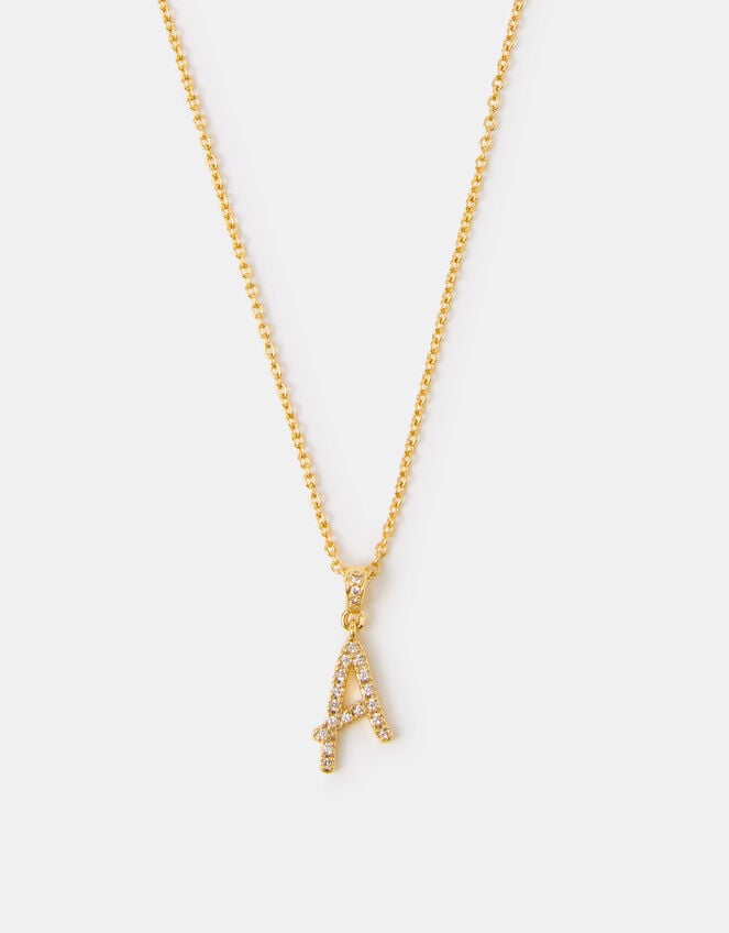 14ct Gold-Plated Script Initial Pendant Necklace, Gold (GOLD), large