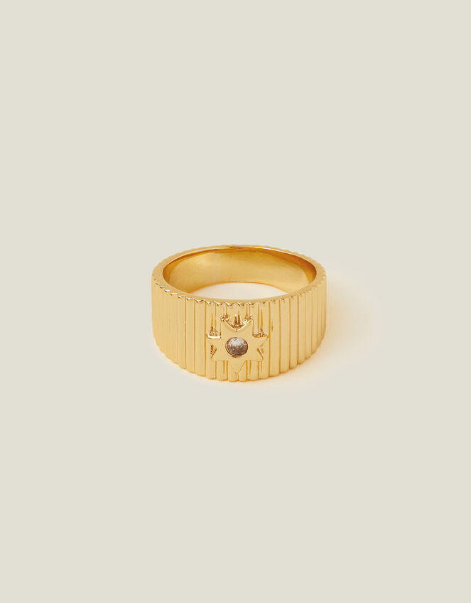 14ct Gold-Plated Corrugated Ring, Gold (GOLD), large