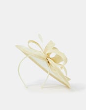 Bow Feather Disc Fascinator, Yellow (YELLOW), large