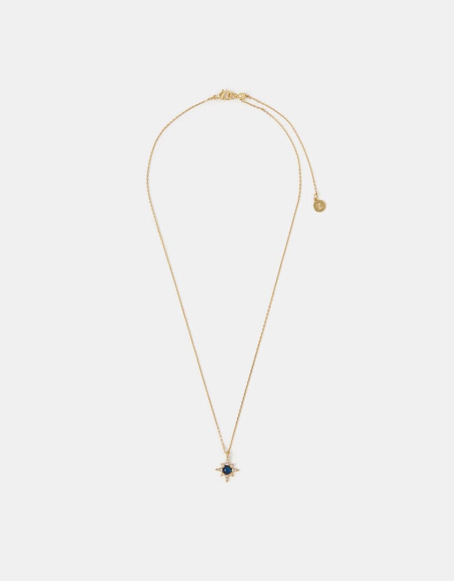14ct Gold-Plated Gemstone Star Pendant Necklace, , large