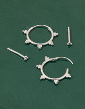 Sterling Silver Bobble Stud and Hoops Set of Two, , large