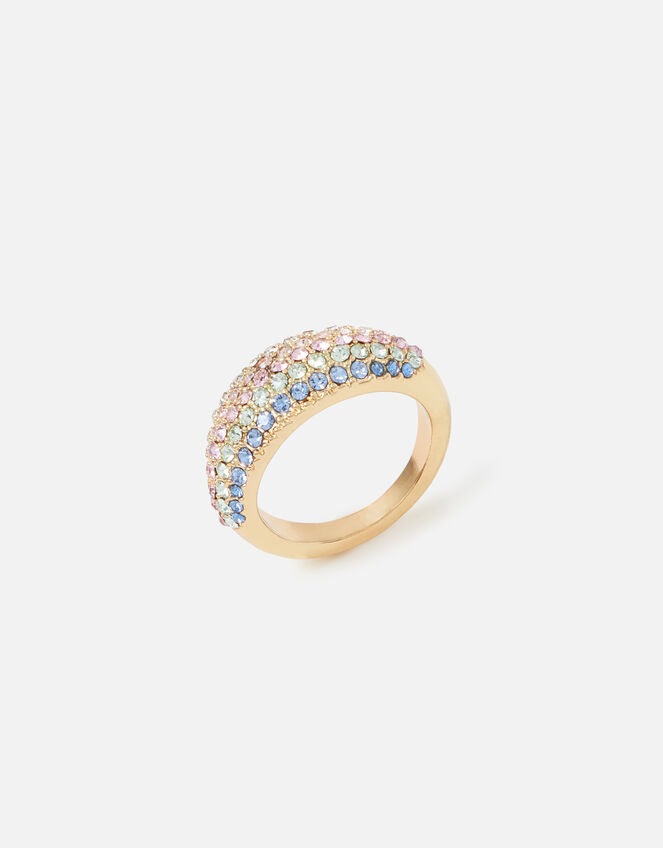 Pastel Pop Pave Rainbow Dome Ring, Multi (PASTEL-MULTI), large