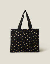 Quilted Polka Dot Shopper Tote Bag, , large