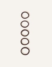 Thick Towelling Hair Bands 5 Pack, Brown (BROWN), large